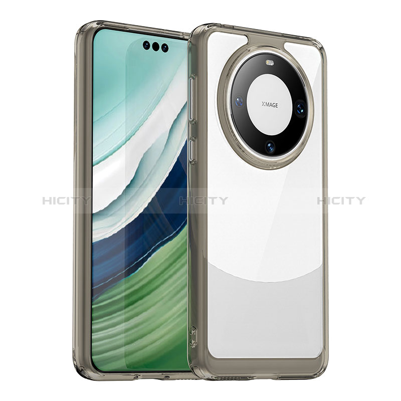 Coque Rebord Contour Silicone et Vitre Transparente Housse Etui J01S pour Huawei Mate 60 Pro Gris Plus