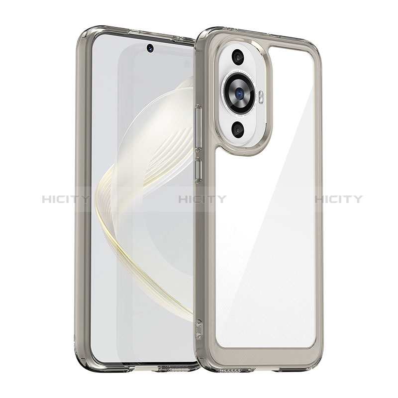 Coque Rebord Contour Silicone et Vitre Transparente Housse Etui J01S pour Huawei Nova 11 Gris Plus