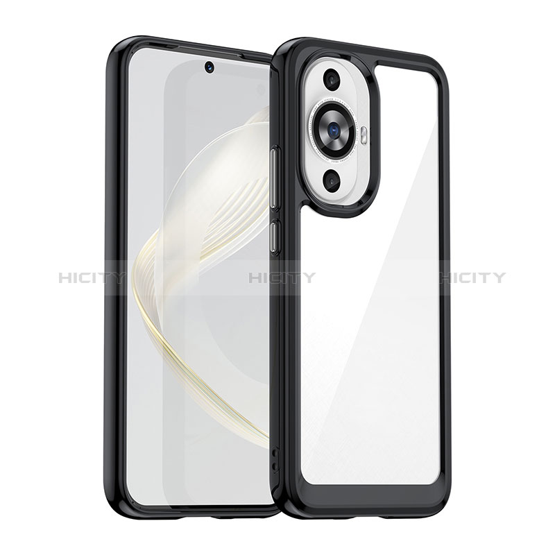 Coque Rebord Contour Silicone et Vitre Transparente Housse Etui J01S pour Huawei Nova 11 Noir Plus