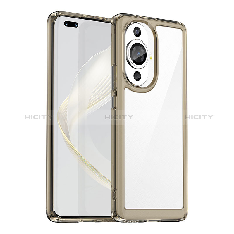 Coque Rebord Contour Silicone et Vitre Transparente Housse Etui J01S pour Huawei Nova 11 Pro Gris Plus