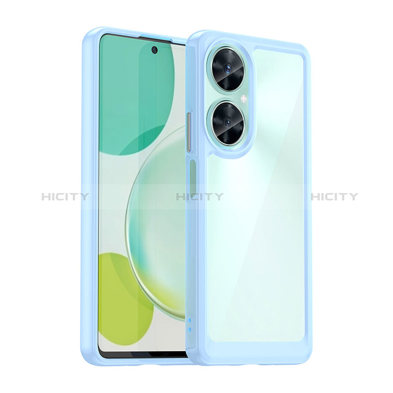 Coque Rebord Contour Silicone et Vitre Transparente Housse Etui J01S pour Huawei Nova 11i Bleu Plus