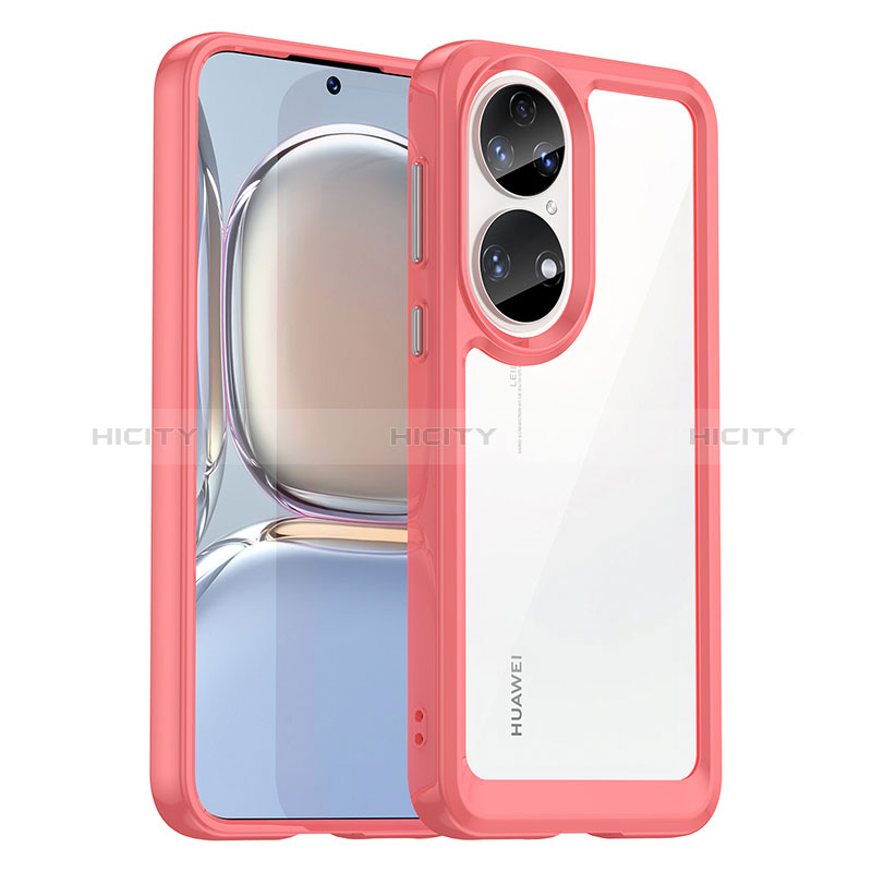 Coque Rebord Contour Silicone et Vitre Transparente Housse Etui J01S pour Huawei P50 Plus