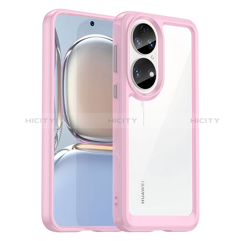 Coque Rebord Contour Silicone et Vitre Transparente Housse Etui J01S pour Huawei P50 Pro Plus