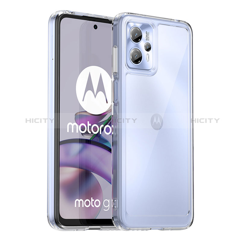 Coque Rebord Contour Silicone et Vitre Transparente Housse Etui J01S pour Motorola Moto G13 Clair Plus