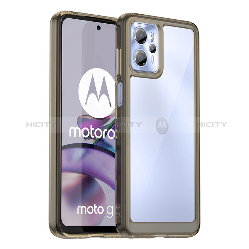 Coque Rebord Contour Silicone et Vitre Transparente Housse Etui J01S pour Motorola Moto G13 Noir Plus