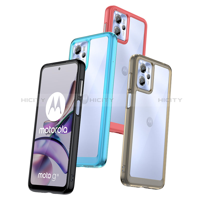 Coque Rebord Contour Silicone et Vitre Transparente Housse Etui J01S pour Motorola Moto G13 Plus