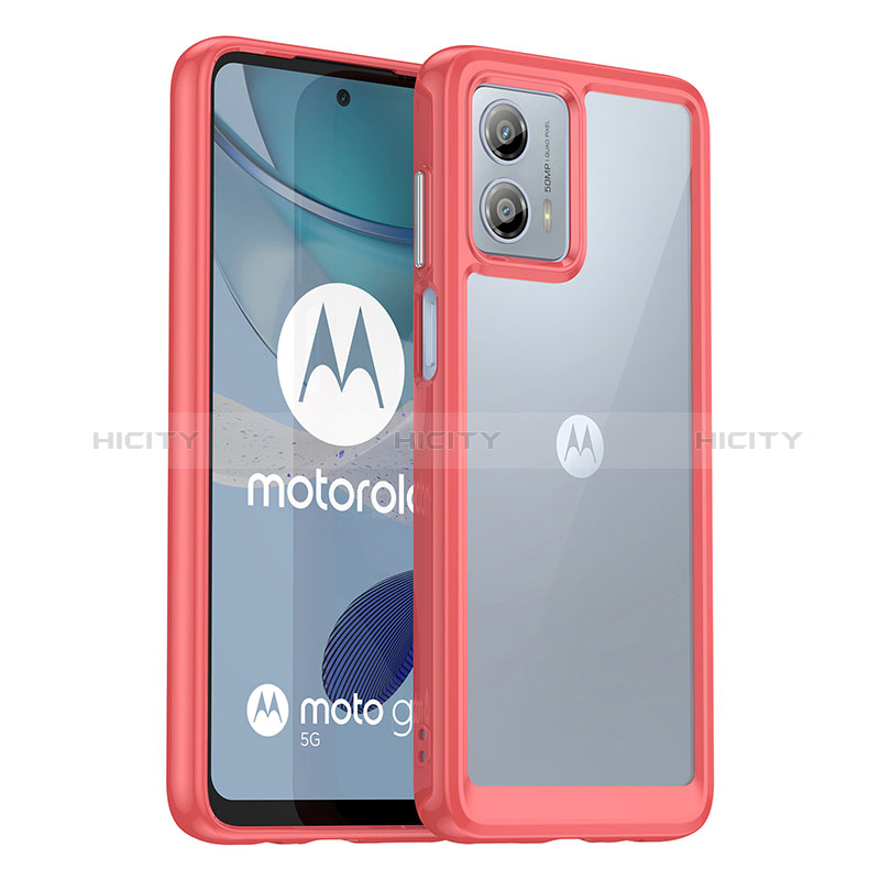 Coque Rebord Contour Silicone et Vitre Transparente Housse Etui J01S pour Motorola Moto G53 5G Rouge Plus