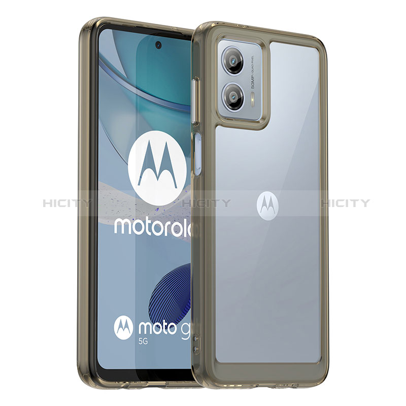 Coque Rebord Contour Silicone et Vitre Transparente Housse Etui J01S pour Motorola Moto G53j 5G Gris Plus