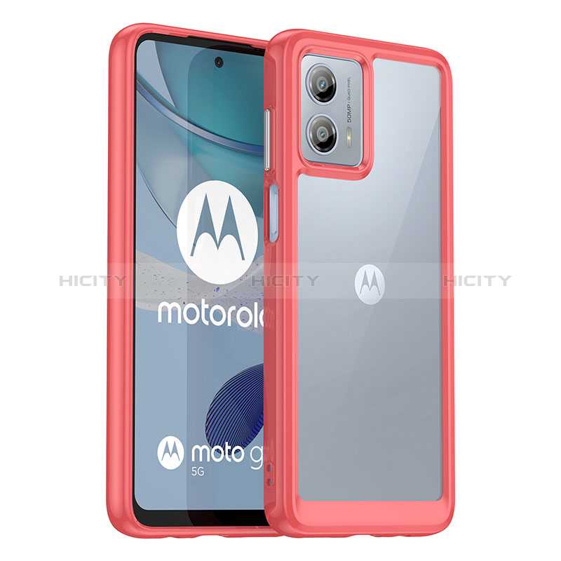 Coque Rebord Contour Silicone et Vitre Transparente Housse Etui J01S pour Motorola Moto G53j 5G Rouge Plus
