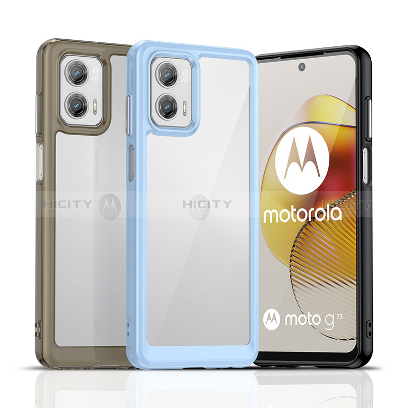 Coque Rebord Contour Silicone et Vitre Transparente Housse Etui J01S pour Motorola Moto G73 5G Plus