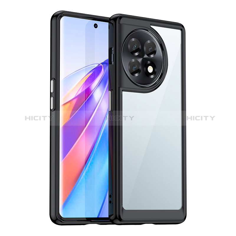 Coque Rebord Contour Silicone et Vitre Transparente Housse Etui J01S pour OnePlus 11R 5G Noir Plus