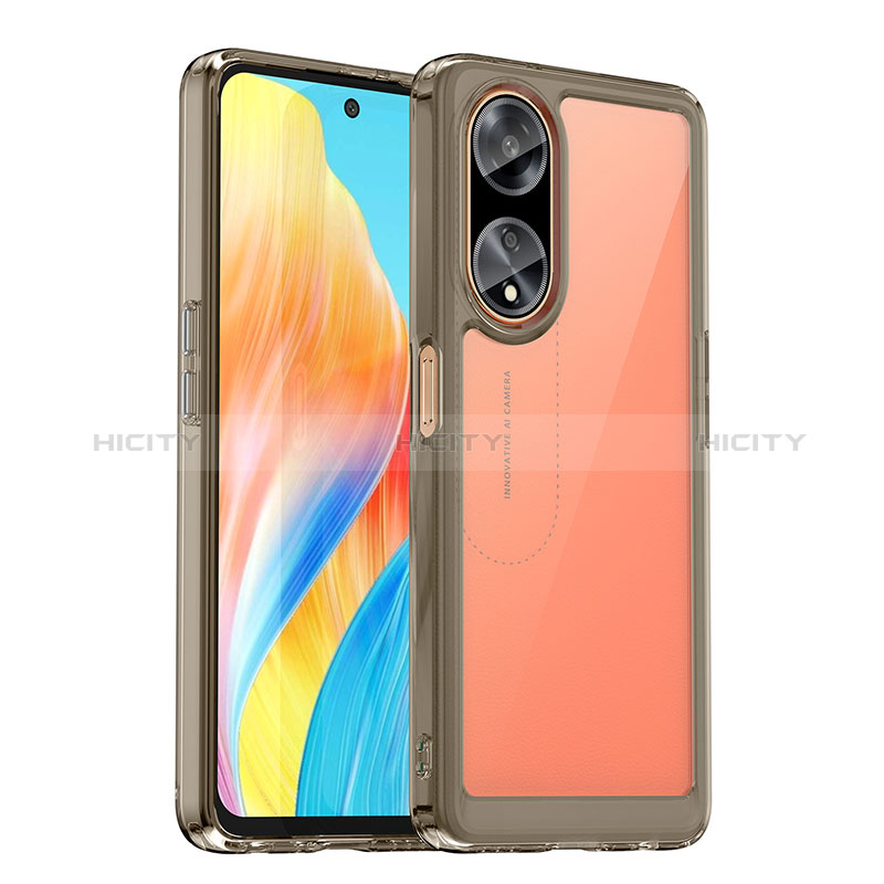 Coque Rebord Contour Silicone et Vitre Transparente Housse Etui J01S pour Oppo A98 5G Gris Plus