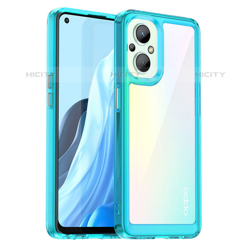 Coque Rebord Contour Silicone et Vitre Transparente Housse Etui J01S pour Oppo F21 Pro 5G Cyan Plus