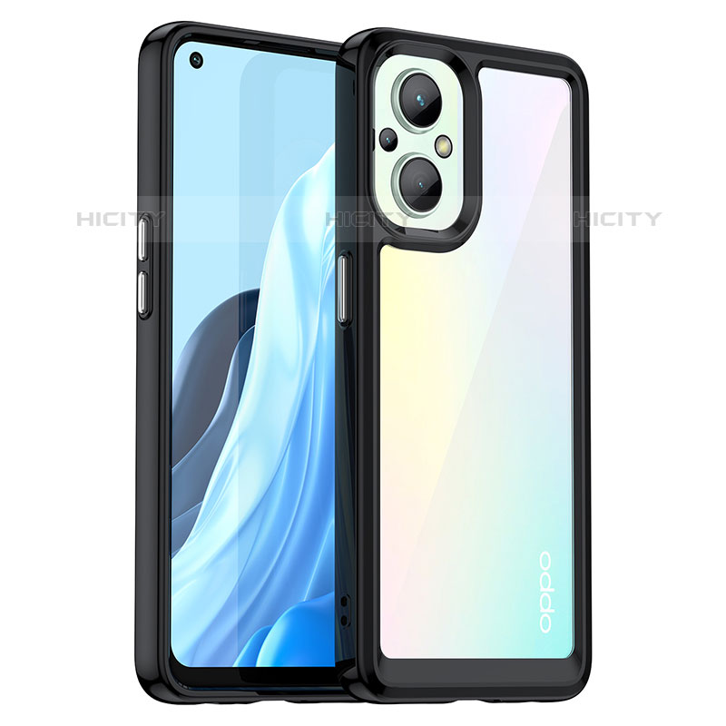 Coque Rebord Contour Silicone et Vitre Transparente Housse Etui J01S pour Oppo F21 Pro 5G Noir Plus