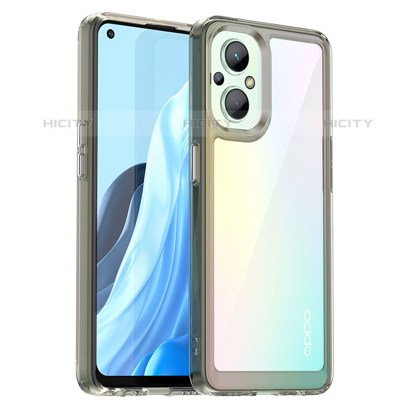 Coque Rebord Contour Silicone et Vitre Transparente Housse Etui J01S pour Oppo F21s Pro 5G Gris Plus