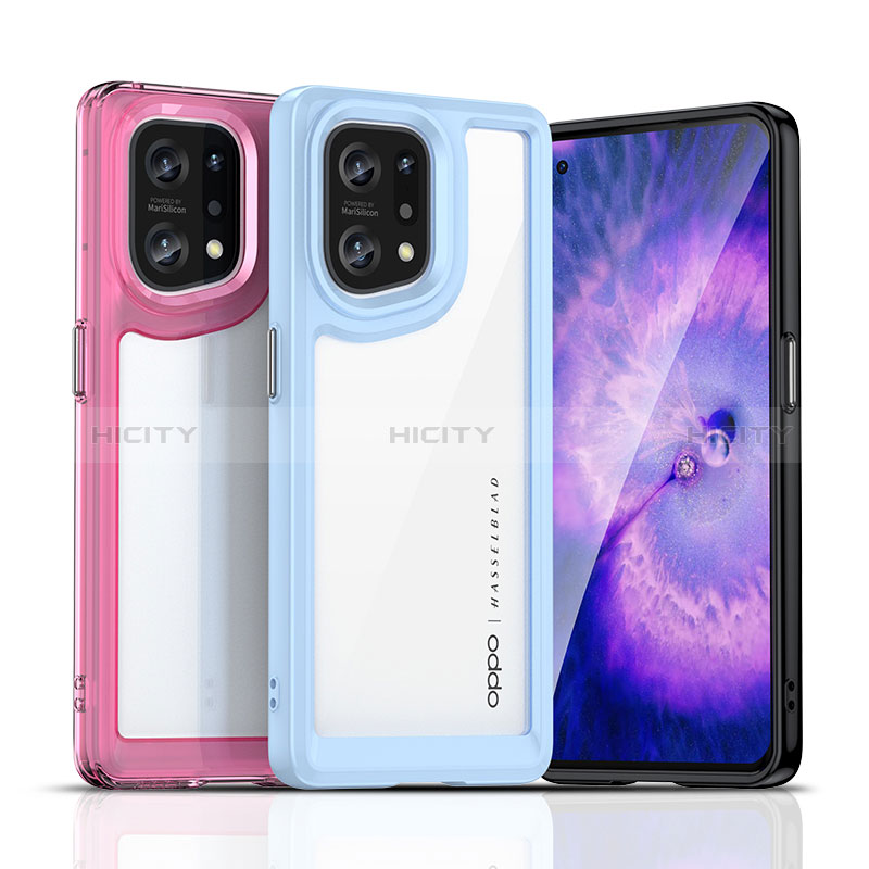 Coque Rebord Contour Silicone et Vitre Transparente Housse Etui J01S pour Oppo Find X5 5G Plus