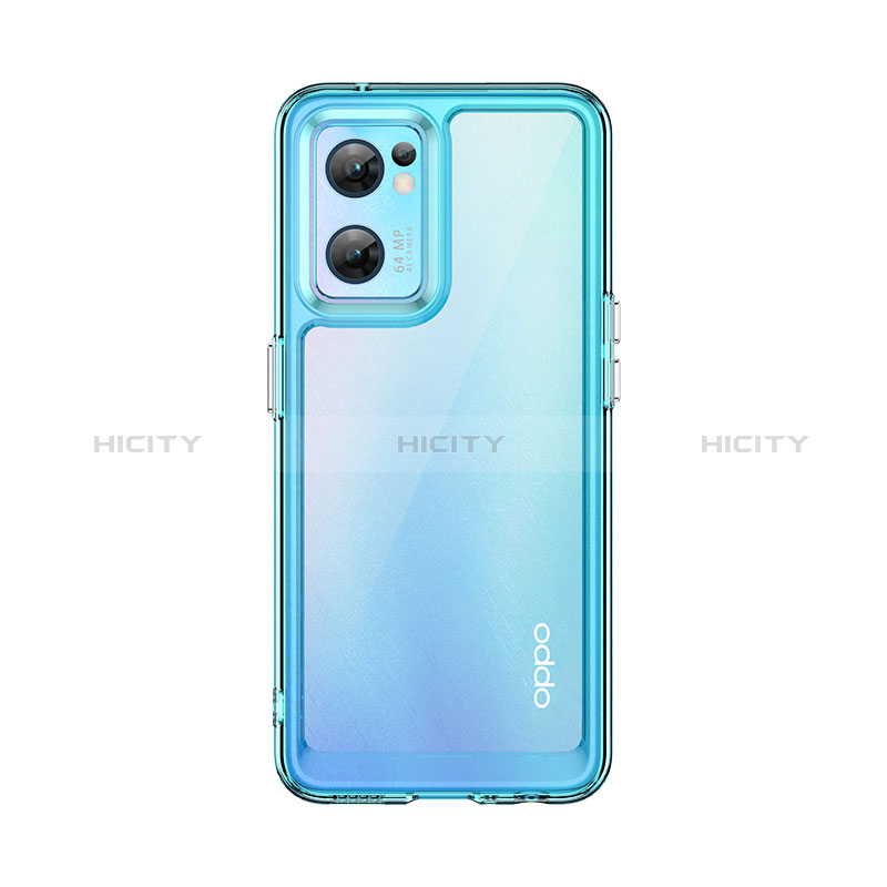 Coque Rebord Contour Silicone et Vitre Transparente Housse Etui J01S pour Oppo Find X5 Lite 5G Cyan Plus