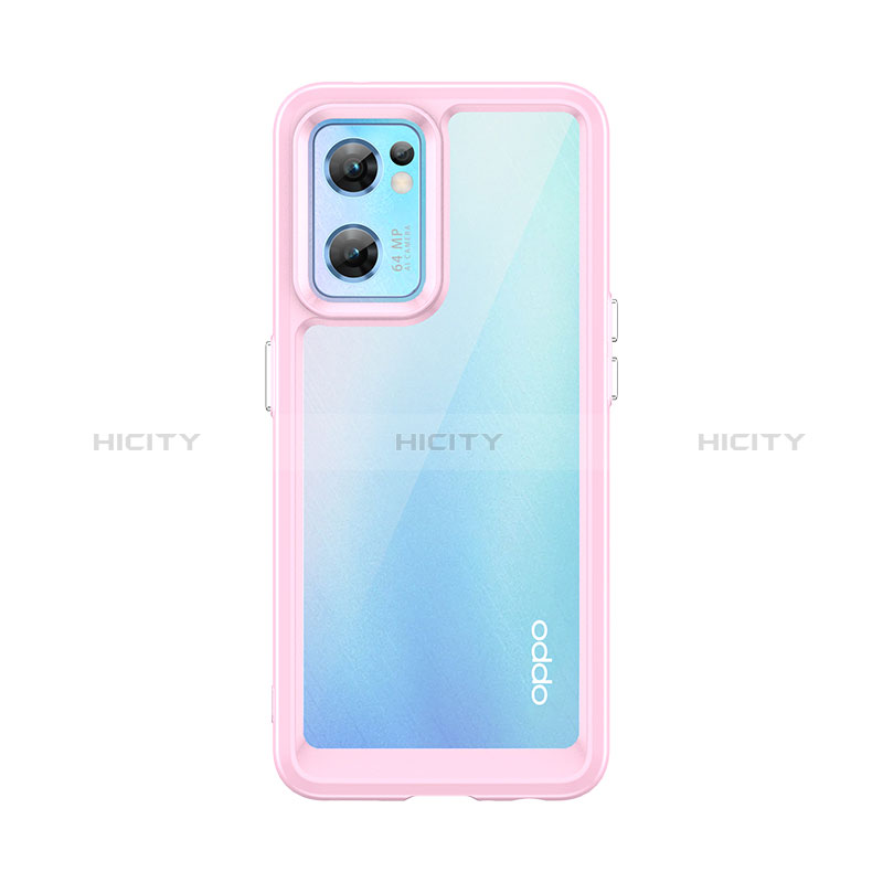 Coque Rebord Contour Silicone et Vitre Transparente Housse Etui J01S pour Oppo Find X5 Lite 5G Rose Plus