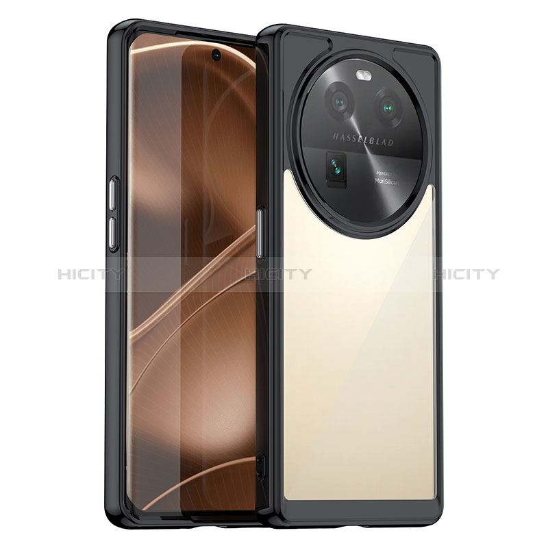 Coque Rebord Contour Silicone et Vitre Transparente Housse Etui J01S pour Oppo Find X6 5G Noir Plus