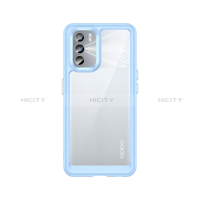 Coque Rebord Contour Silicone et Vitre Transparente Housse Etui J01S pour Oppo K9 Pro 5G Bleu Plus