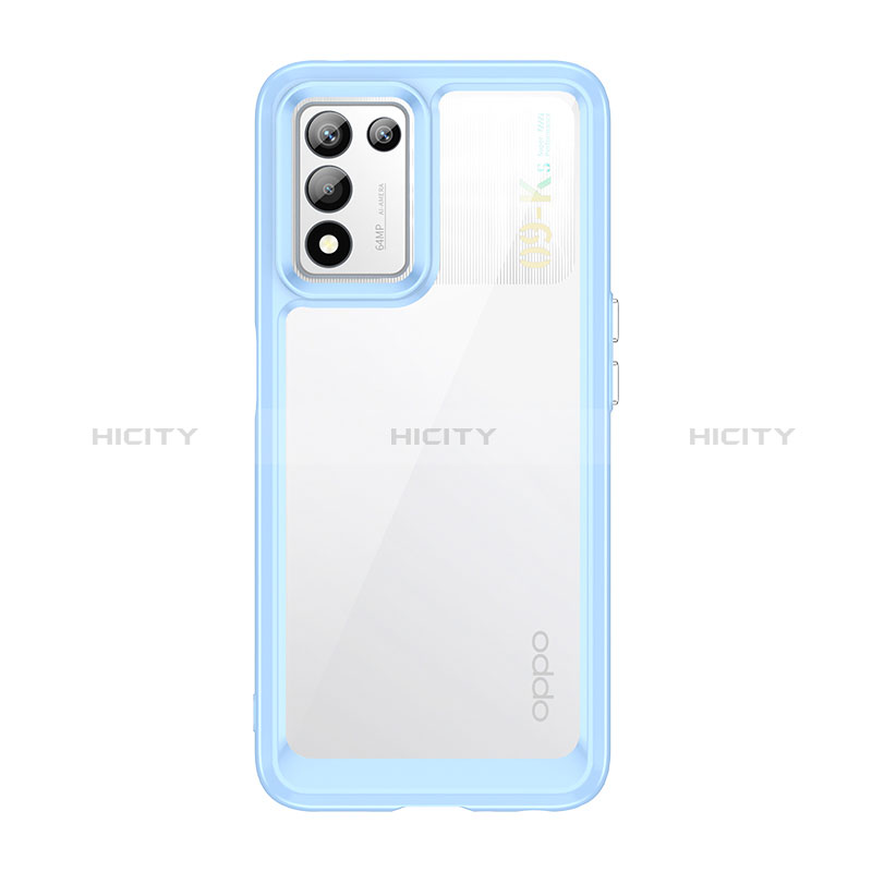 Coque Rebord Contour Silicone et Vitre Transparente Housse Etui J01S pour Oppo K9S 5G Bleu Plus