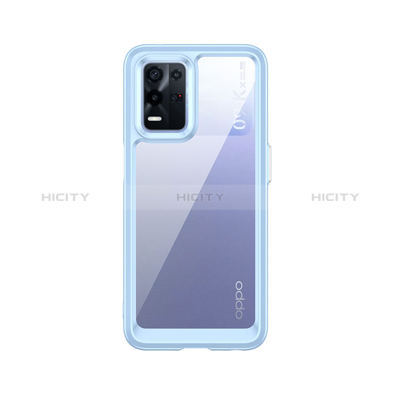 Coque Rebord Contour Silicone et Vitre Transparente Housse Etui J01S pour Oppo K9X 5G Bleu Plus