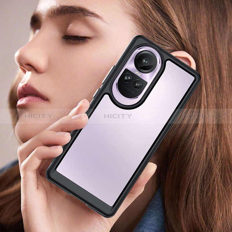 Coque Rebord Contour Silicone et Vitre Transparente Housse Etui J01S pour Oppo Reno10 5G Plus