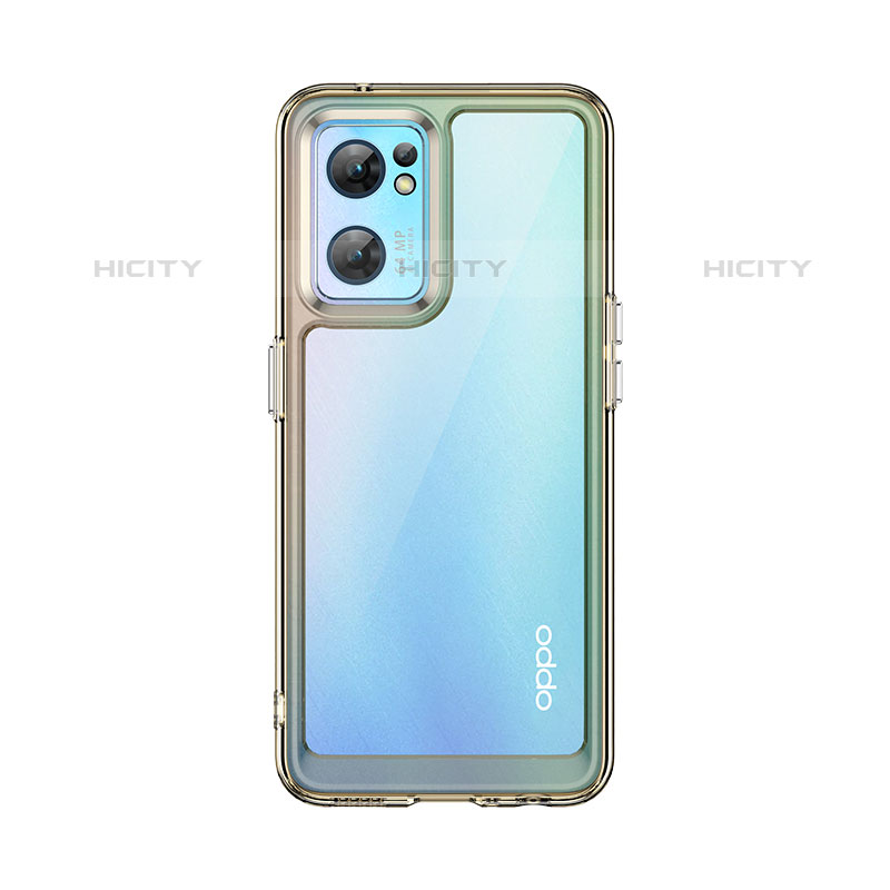 Coque Rebord Contour Silicone et Vitre Transparente Housse Etui J01S pour Oppo Reno7 5G Gris Plus