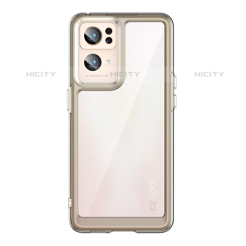 Coque Rebord Contour Silicone et Vitre Transparente Housse Etui J01S pour Oppo Reno7 Pro 5G Gris Plus