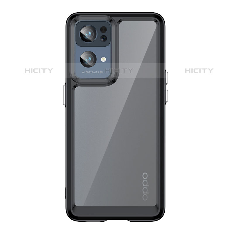 Coque Rebord Contour Silicone et Vitre Transparente Housse Etui J01S pour Oppo Reno7 Pro 5G Noir Plus