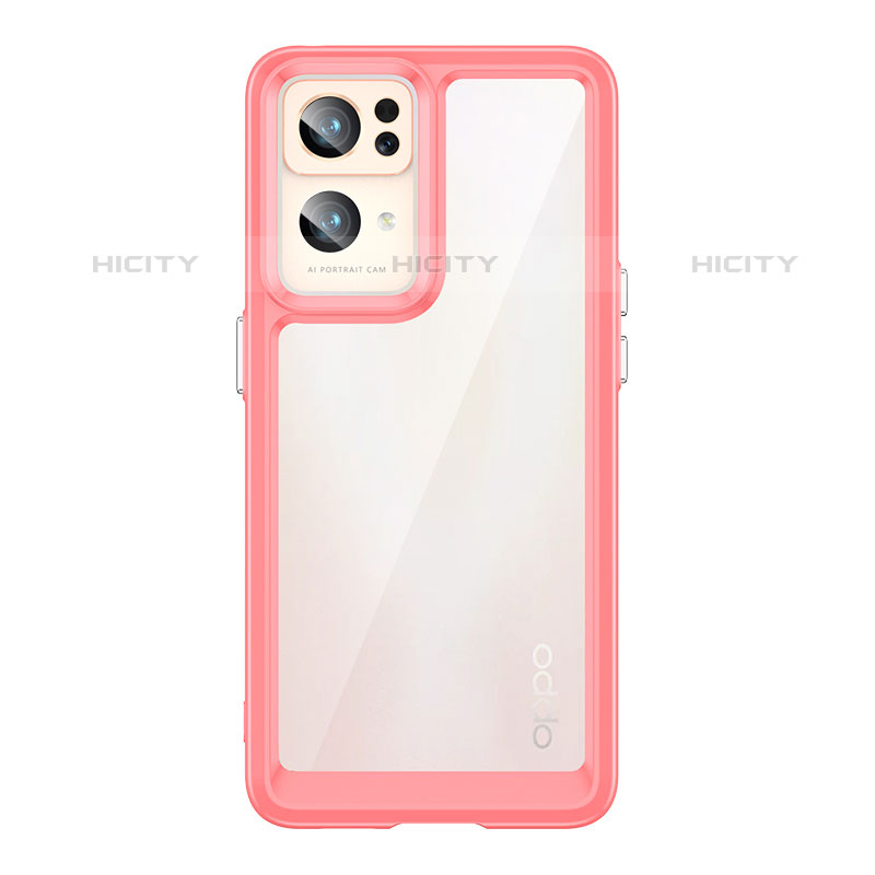 Coque Rebord Contour Silicone et Vitre Transparente Housse Etui J01S pour Oppo Reno7 Pro 5G Rouge Plus