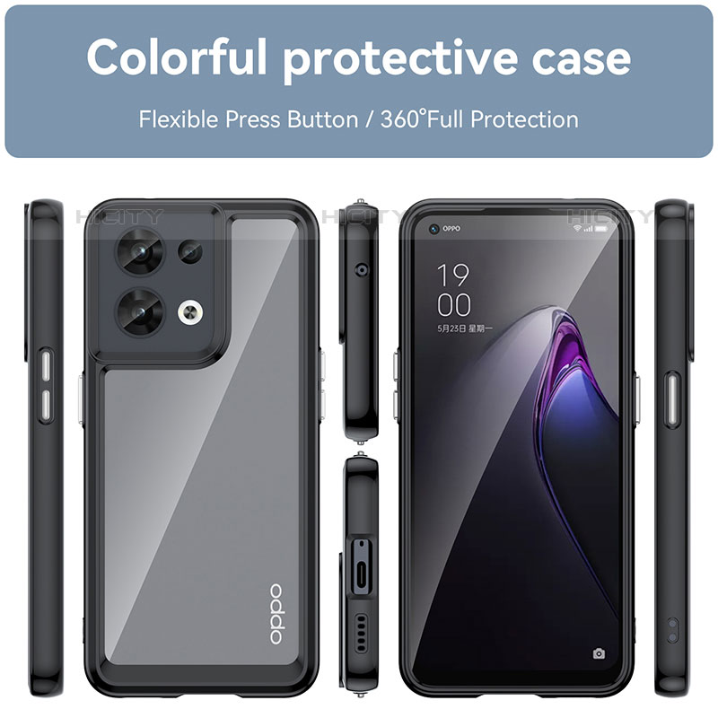 Coque Rebord Contour Silicone et Vitre Transparente Housse Etui J01S pour Oppo Reno8 5G Plus