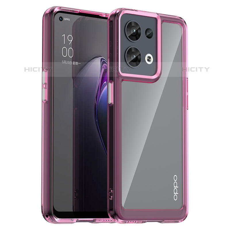 Coque Rebord Contour Silicone et Vitre Transparente Housse Etui J01S pour Oppo Reno8 5G Violet Clair Plus