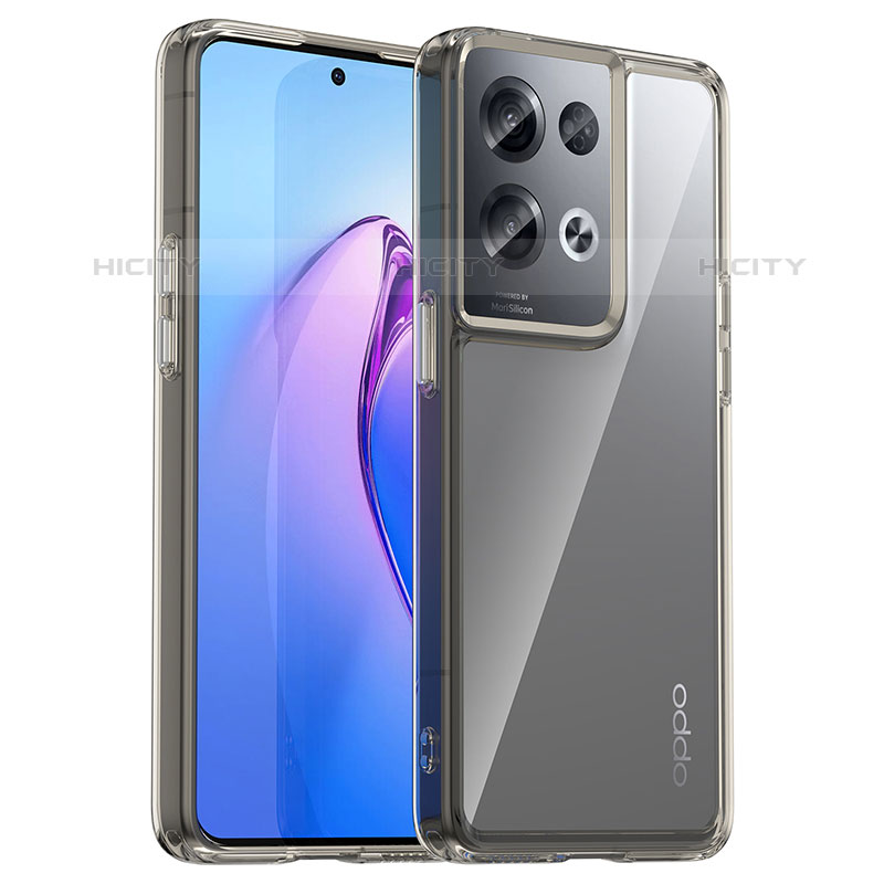 Coque Rebord Contour Silicone et Vitre Transparente Housse Etui J01S pour Oppo Reno8 Pro 5G Gris Plus