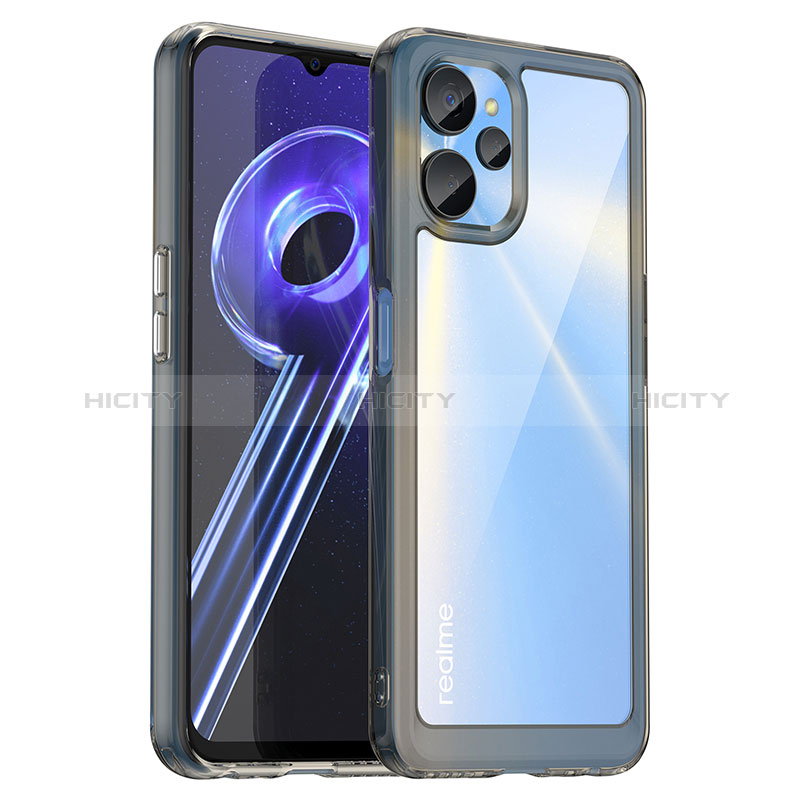 Coque Rebord Contour Silicone et Vitre Transparente Housse Etui J01S pour Realme 10T 5G Gris Plus