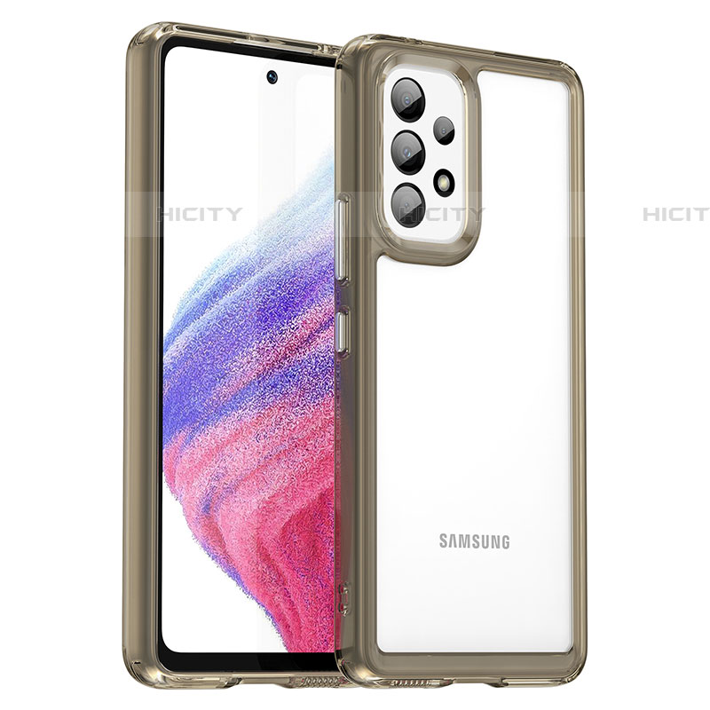 Coque Rebord Contour Silicone et Vitre Transparente Housse Etui J01S pour Samsung Galaxy A53 5G Gris Plus