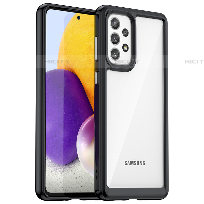 Coque Rebord Contour Silicone et Vitre Transparente Housse Etui J01S pour Samsung Galaxy A73 5G Noir Plus