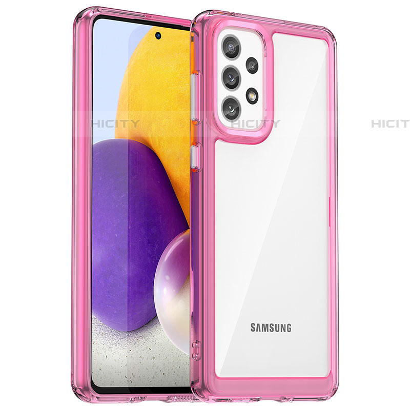 Coque Rebord Contour Silicone et Vitre Transparente Housse Etui J01S pour Samsung Galaxy A73 5G Or Rose Plus