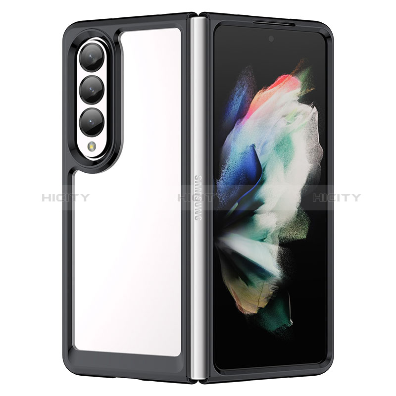 Coque Rebord Contour Silicone et Vitre Transparente Housse Etui J01S pour Samsung Galaxy Z Fold3 5G Noir Plus