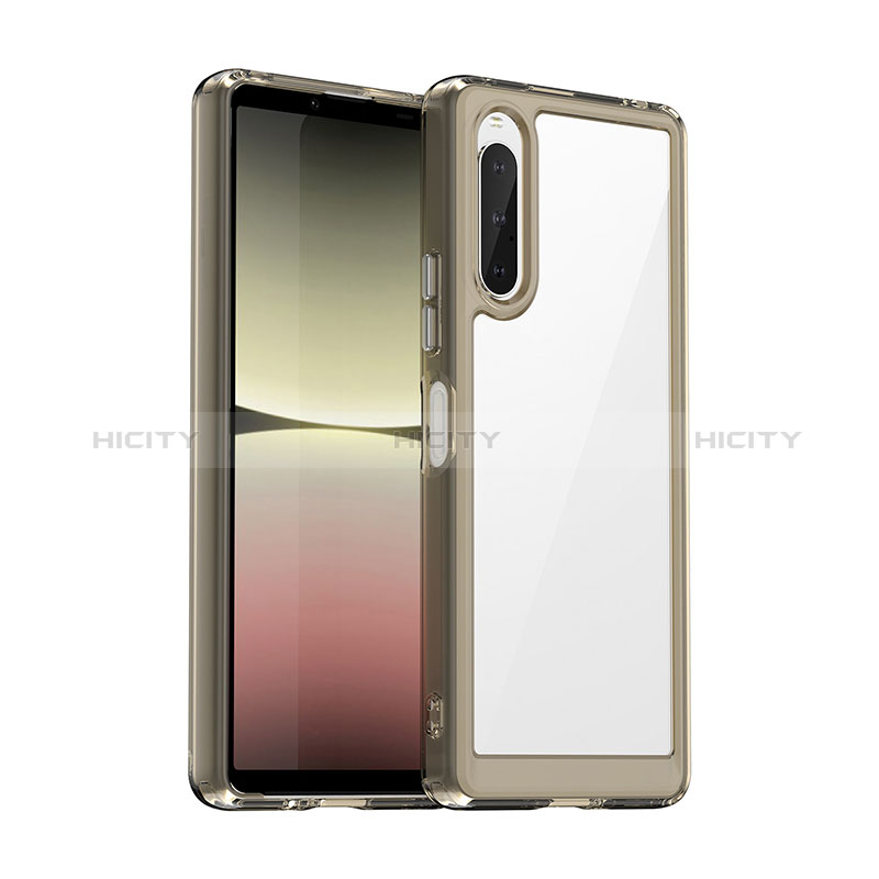 Coque Rebord Contour Silicone et Vitre Transparente Housse Etui J01S pour Sony Xperia 10 V Gris Plus