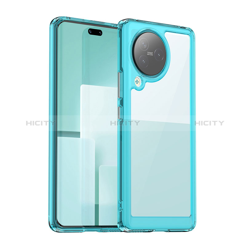 Coque Rebord Contour Silicone et Vitre Transparente Housse Etui J01S pour Xiaomi Civi 3 5G Cyan Plus