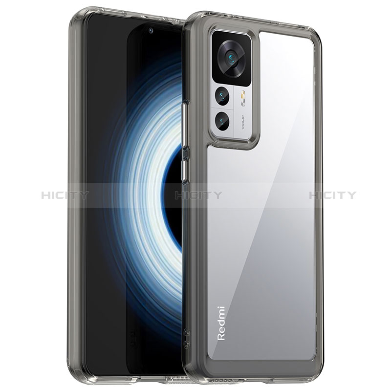 Coque Rebord Contour Silicone et Vitre Transparente Housse Etui J01S pour Xiaomi Mi 12T 5G Gris Plus