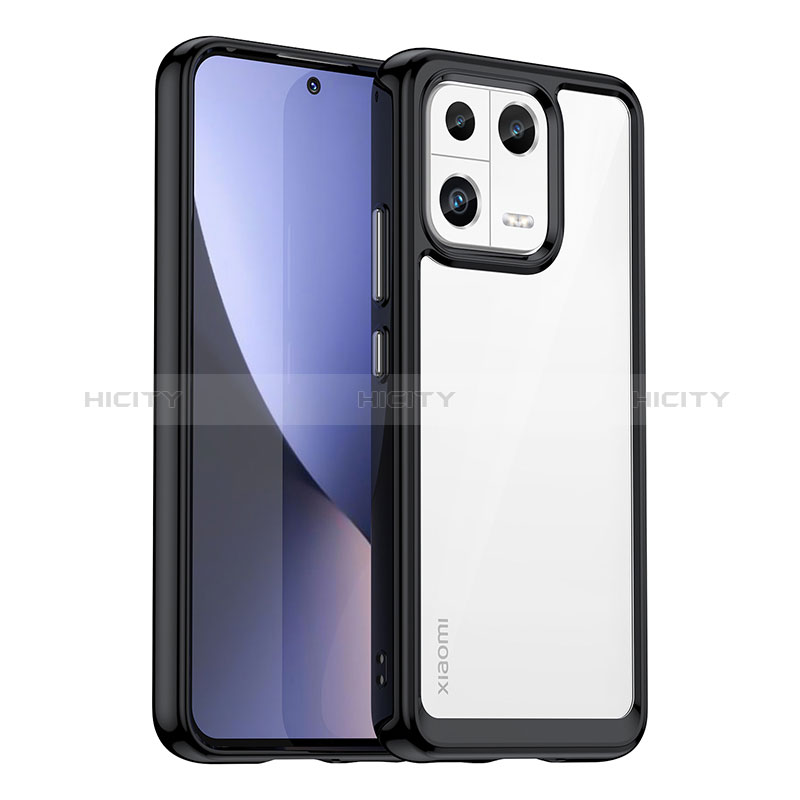 Coque Rebord Contour Silicone et Vitre Transparente Housse Etui J01S pour Xiaomi Mi 13 5G Noir Plus