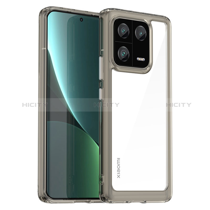 Coque Rebord Contour Silicone et Vitre Transparente Housse Etui J01S pour Xiaomi Mi 13 Pro 5G Gris Plus