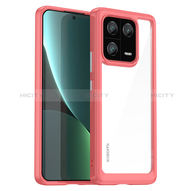 Coque Rebord Contour Silicone et Vitre Transparente Housse Etui J01S pour Xiaomi Mi 13 Pro 5G Rouge Plus