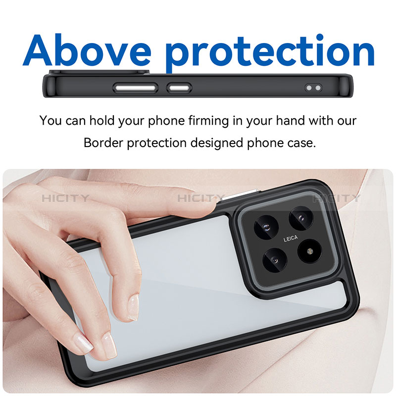 Coque Rebord Contour Silicone et Vitre Transparente Housse Etui J01S pour Xiaomi Mi 14 5G Plus