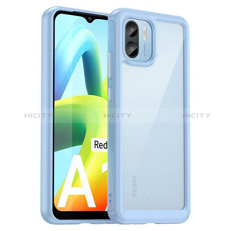 Coque Rebord Contour Silicone et Vitre Transparente Housse Etui J01S pour Xiaomi Poco C50 Bleu Plus