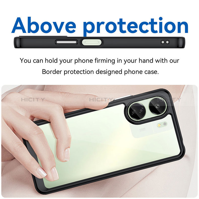 Coque Rebord Contour Silicone et Vitre Transparente Housse Etui J01S pour Xiaomi Poco C65 Plus