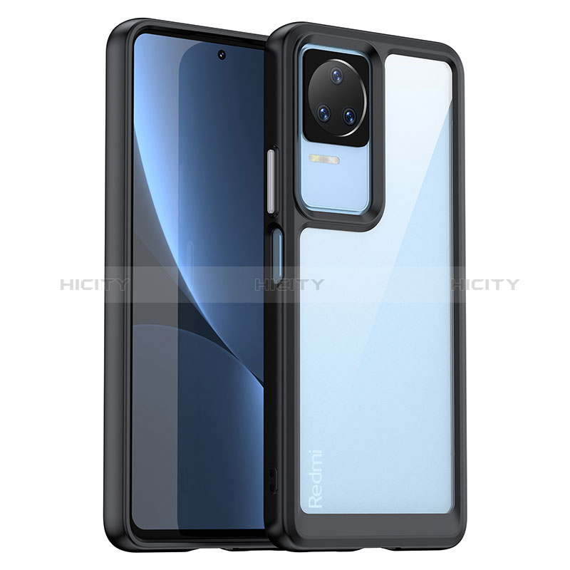 Coque Rebord Contour Silicone et Vitre Transparente Housse Etui J01S pour Xiaomi Poco F4 5G Noir Plus