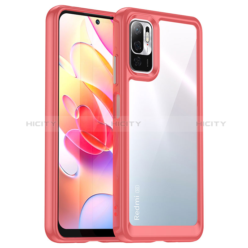 Coque Rebord Contour Silicone et Vitre Transparente Housse Etui J01S pour Xiaomi POCO M3 Pro 5G Rouge Plus